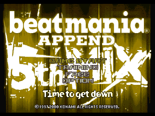 Beatmania Append 5th Mix: Time to Get Down title screen for Playstation